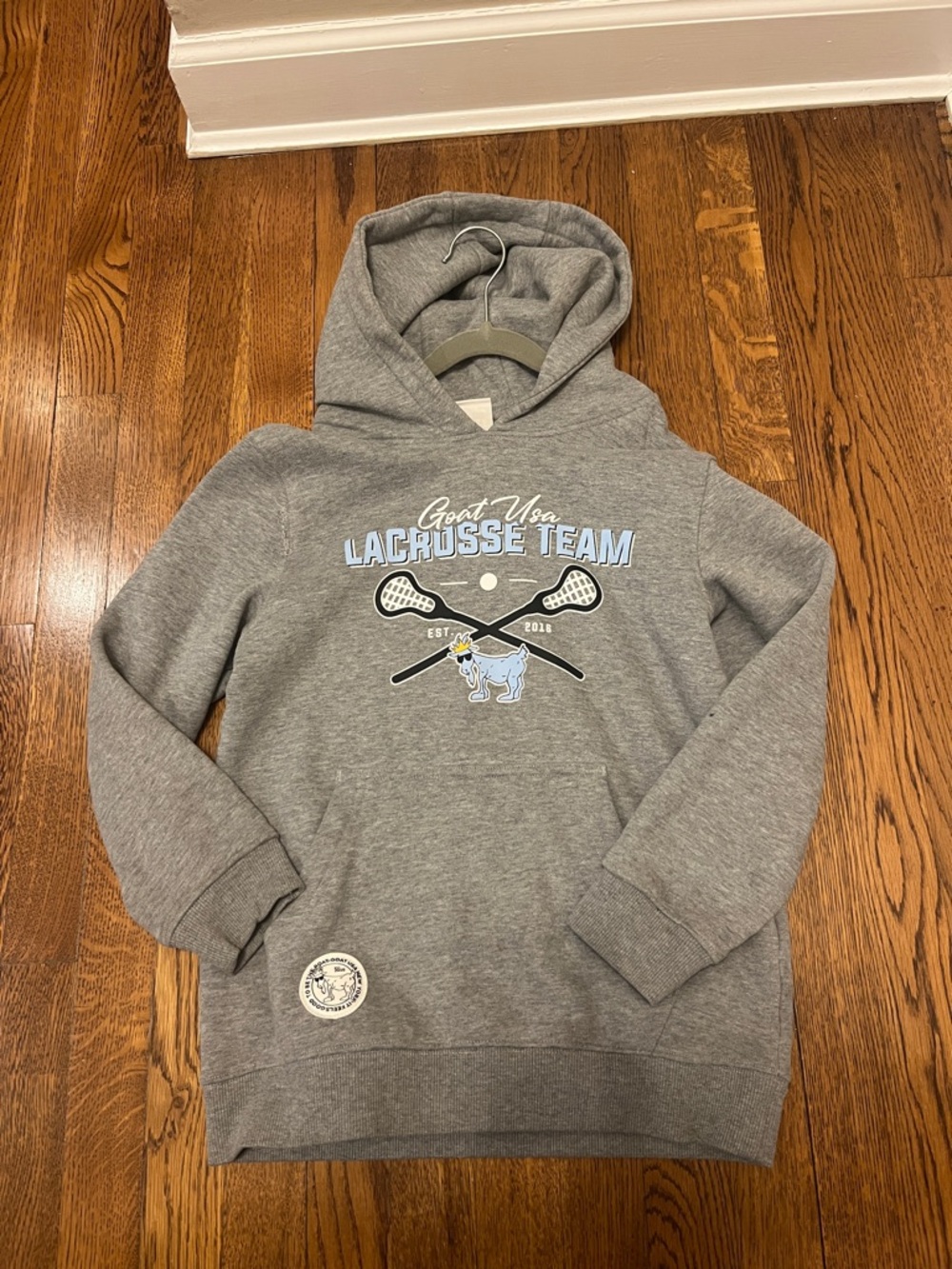 Goat Lacrosse Gray Hooded Sweatshirt size large